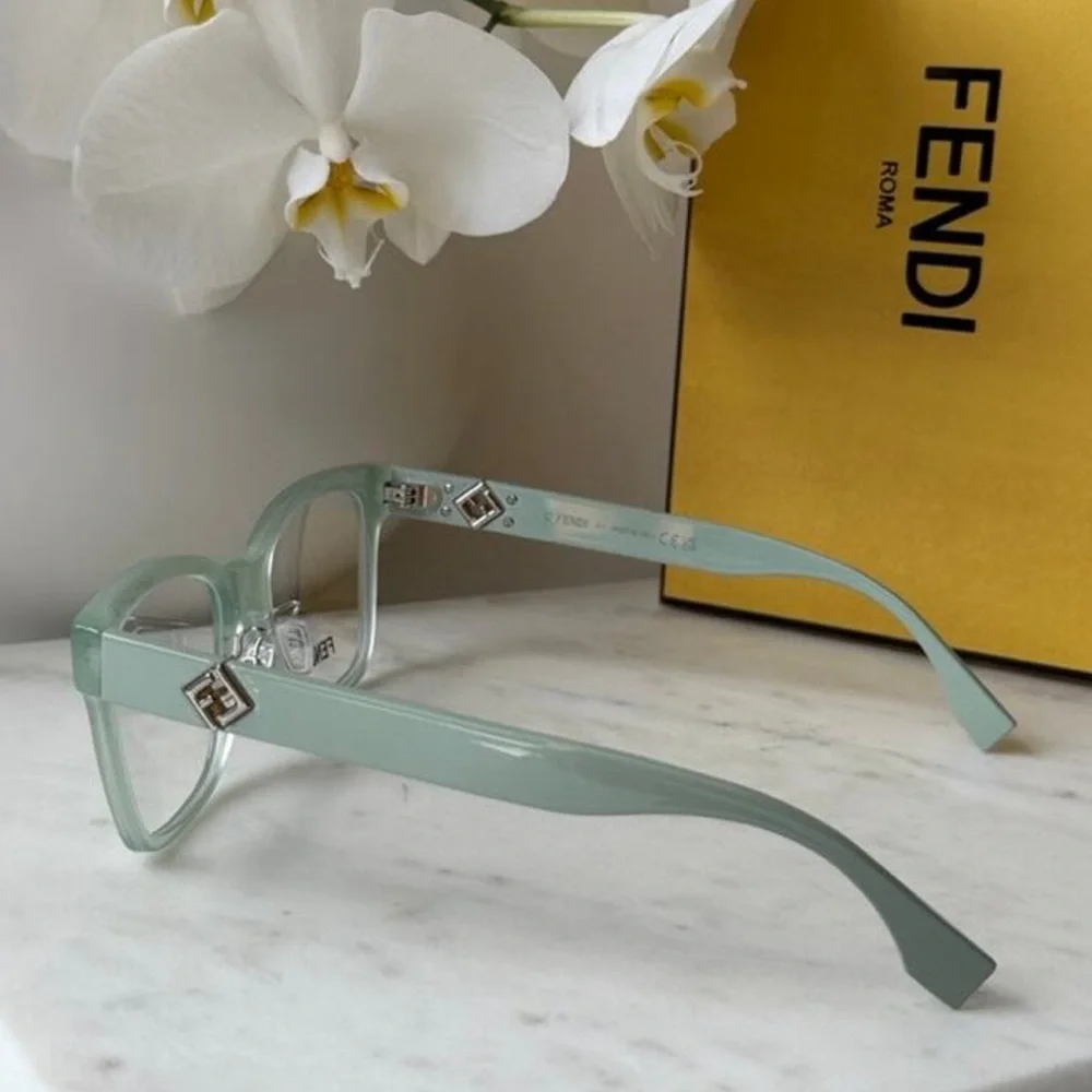 New! Fendi FE50117F 093 Transparent Green Eyeglasses, Authentic